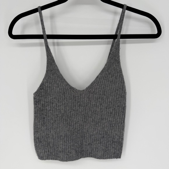 Rumored Tops - RUMERED RIBBED CROP TANK TOP GREY WOOL BLEND XS CASUAL QUIET LUXURY MINIMALIST